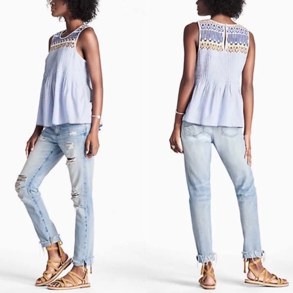 Lucky Brand Embroidered Pin-tuck Tank Top - Picture 3 of 9